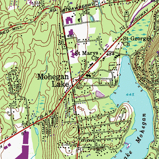 Topographic Map of Mohegan Volunteer Fire Department Station 1, NY