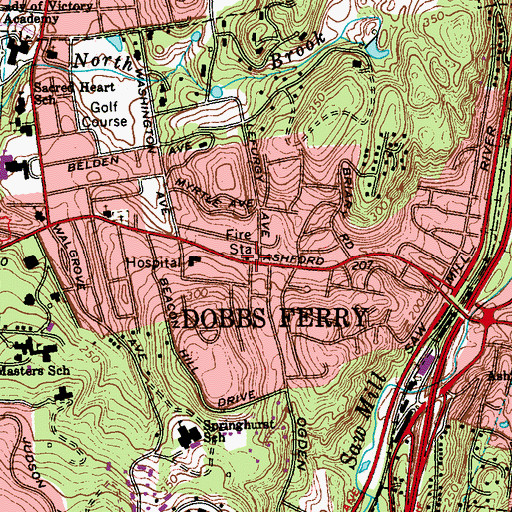 Topographic Map of Dobbs Ferry Fire Department Ogden Engine Company 1, NY
