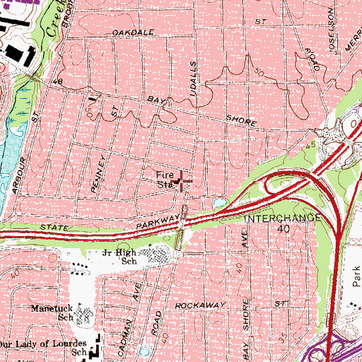 Topographic Map of West Islip Fire District Station 1, NY