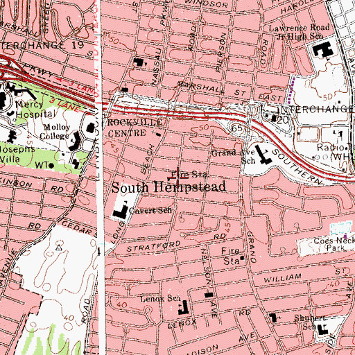 Topographic Map of South Hempstead Fire Department, NY