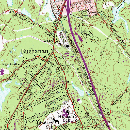 Topographic Map of Buchanan Fire Department, NY