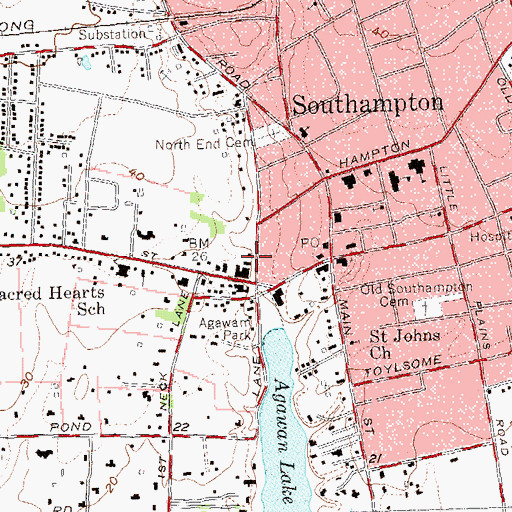 Topographic Map of Southampton Fire Department, NY