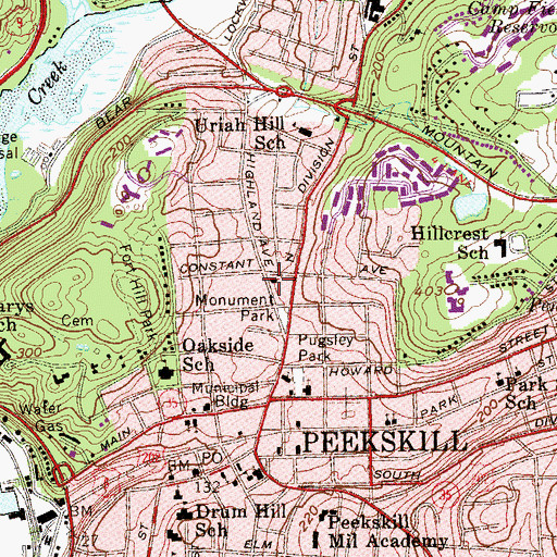 Topographic Map of Peekskill Fire Patrol Station 2 Engine Company 134, NY