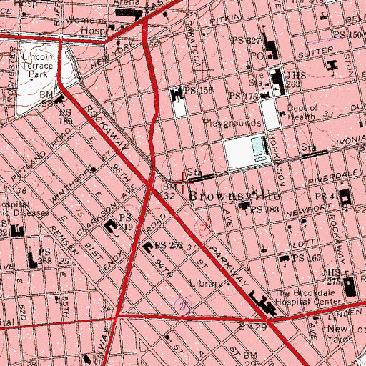 Topographic Map of Brooklyn Fire Station, NY