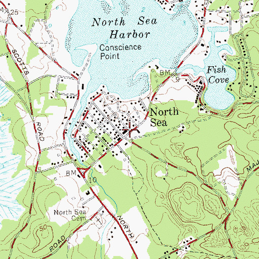 Topographic Map of North Sea Volunteer Fire Department, NY