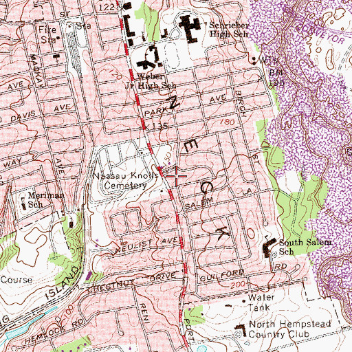 Topographic Map of Port Washington Fire Department, NY