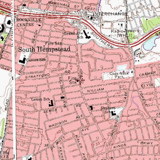 Topographic Map of Baldwin Volunteer Fire Department Hook and Ladder Company 2 Hose Company 4, NY