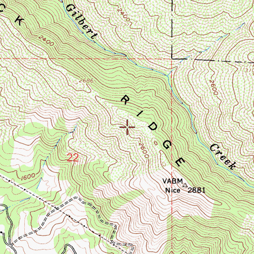 Topographic Map of Hogback Ridge, CA
