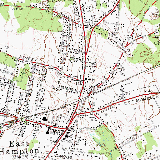 Topographic Map of East Hampton Fire Department, NY