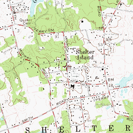 Topographic Map of Shelter Island Fire Station, NY
