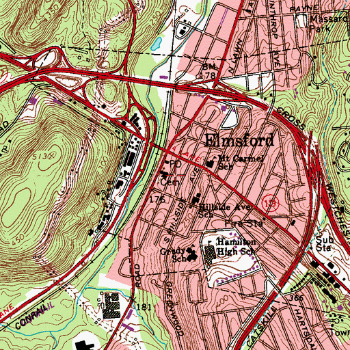 Topographic Map of Elmsford Village Fire Department, NY