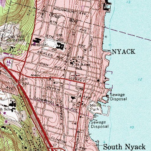 Topographic Map of Nyack Volunteer Fire Department Nyack Fire Patrol, NY