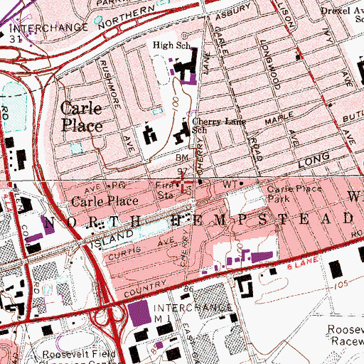 Topographic Map of Carle Place Fire Department, NY