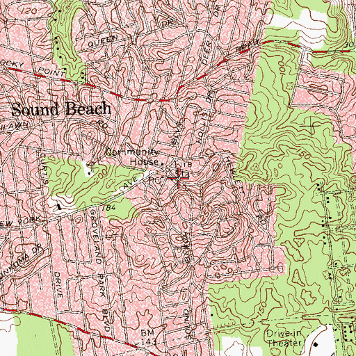 Topographic Map of Sound Beach Fire Department, NY