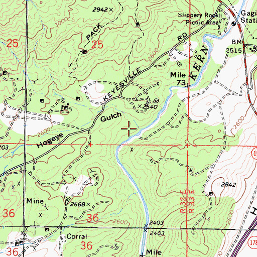 Topographic Map of Hogeye Gulch, CA