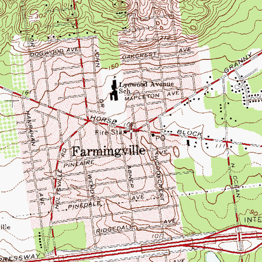 Topographic Map of Farmingville Fire District Station 1 Headquarters, NY