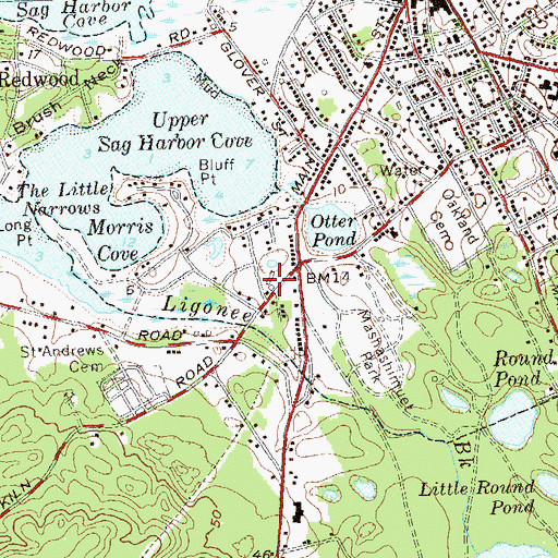Topographic Map of Sag Harbor Fire Department Headquarters, NY