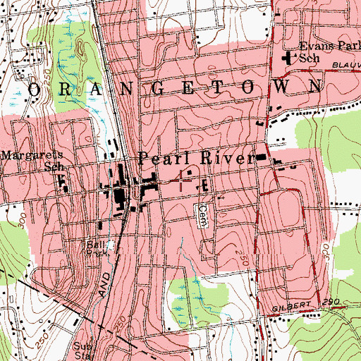 Topographic Map of Pearl River Hook and Ladder Company, NY
