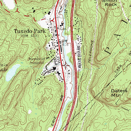 Topographic Map of Tuxedo Park Fire Department, NY