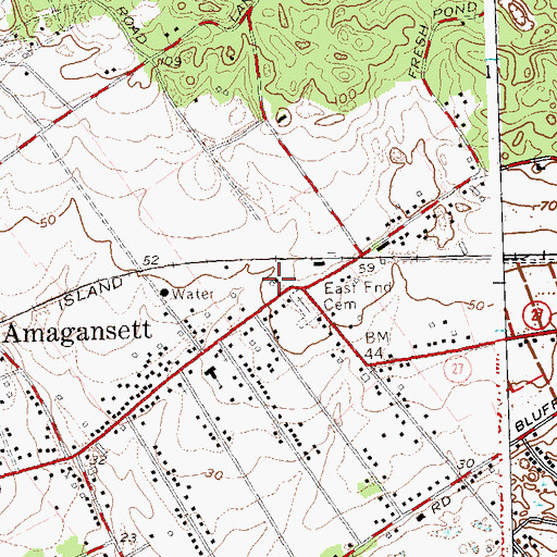 Topographic Map of Amagansett Fire Department, NY