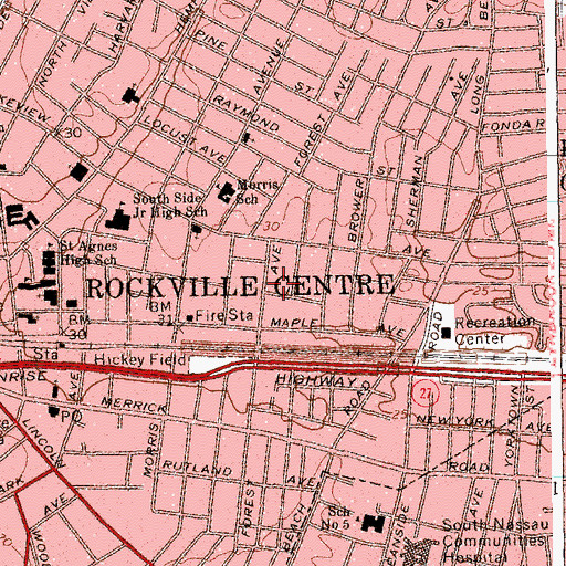Topographic Map of Rockville Centre Volunteer Fire Department Reliance Hose Company 3, NY