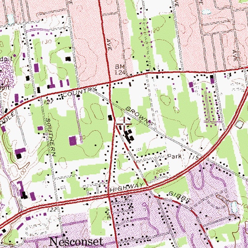 Topographic Map of Nesconset Fire Department, NY