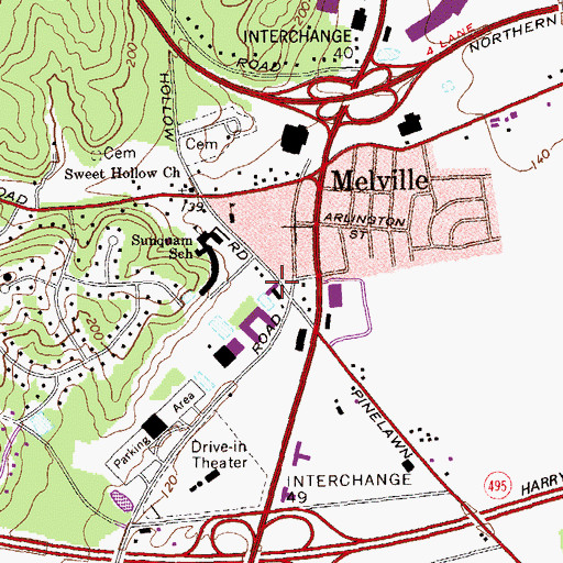 Topographic Map of Melville Fire Station Headquarters, NY
