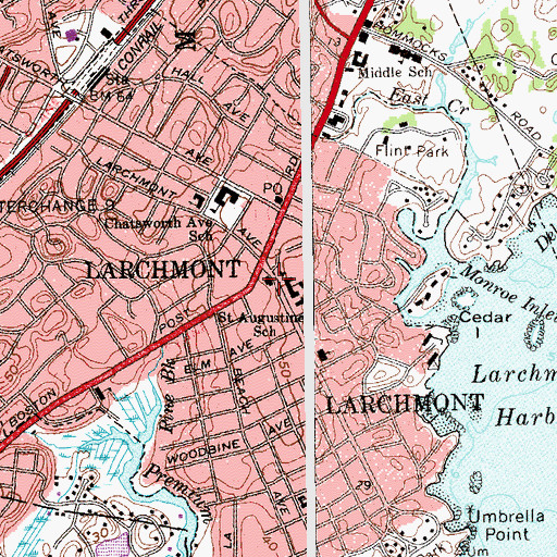 Topographic Map of Larchmont Fire Department, NY