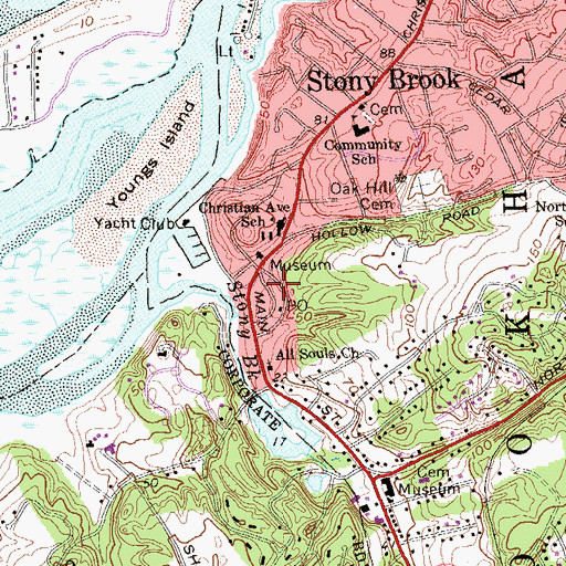 Topographic Map of Stony Brook Fire Department, NY