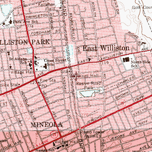Topographic Map of East Williston Fire Station, NY