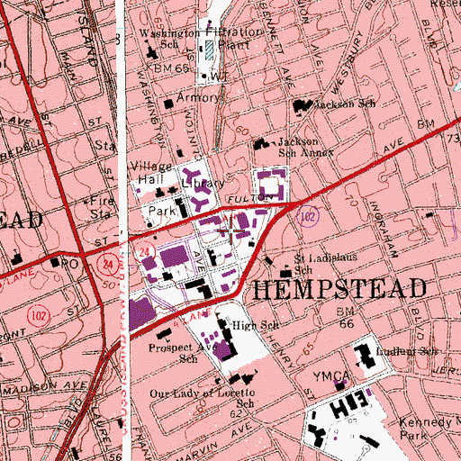 Topographic Map of Hempstead Volunteer Fire Department Union Engine Company 2 Harper Hook and Ladder Company 2, NY