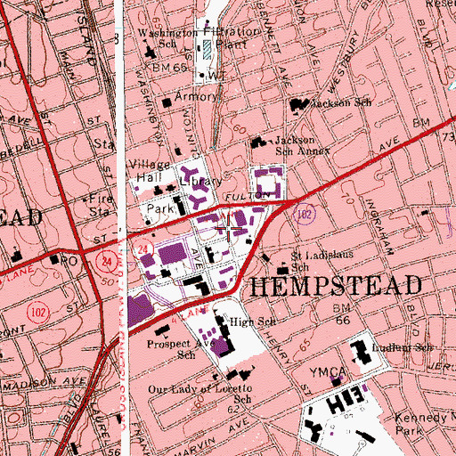 Topographic Map of Hempstead Volunteer Fire Department Union Engine Company 2 Harper Hook and Ladder Company 2, NY