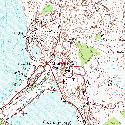 Topographic Map of Montauk Fire Station, NY
