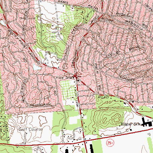 Topographic Map of Rocky Point Fire Station, NY