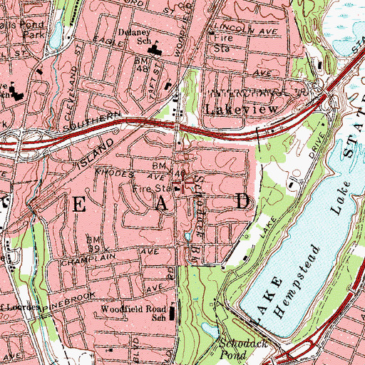 Topographic Map of Lakeview Fire Department, NY