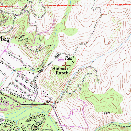 Topographic Map of Holman Ranch, CA