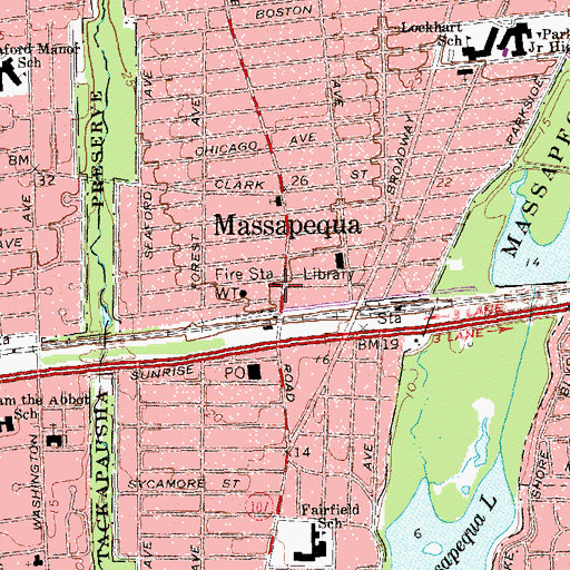 Topographic Map of Massapequa Volunteer Fire Department West End Station 1, NY