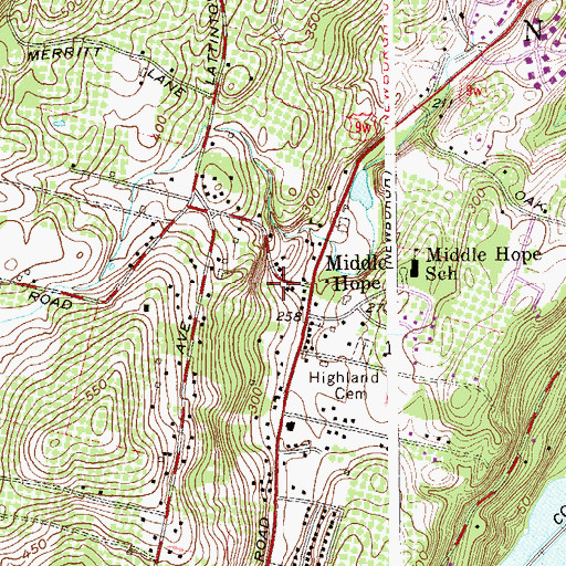 Topographic Map of Middlehope Fire Department Station 1, NY