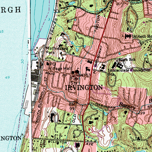 Topographic Map of Irvington Fire Department, NY