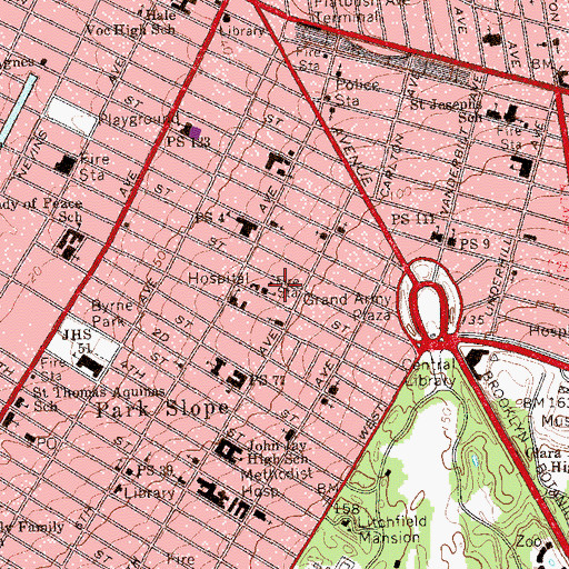 Topographic Map of Brooklyn Fire Station, NY