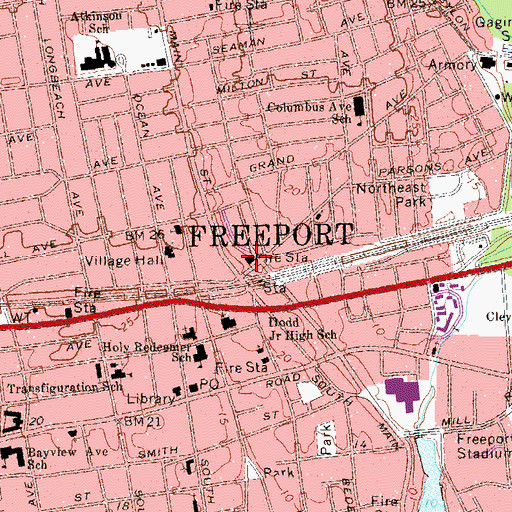 Topographic Map of Freeport Volunteer Fire Department Vigilant Hose Company 2 Wide Awake Engine Company 1, NY