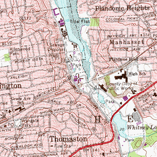Topographic Map of Manhasset Lakeville Volunteer Fire Department, NY
