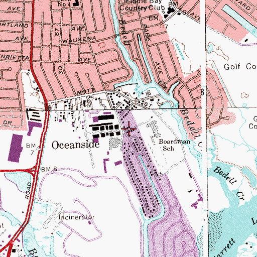 Topographic Map of Oceanside Volunteer Fire Department South Side Hose Company 2, NY
