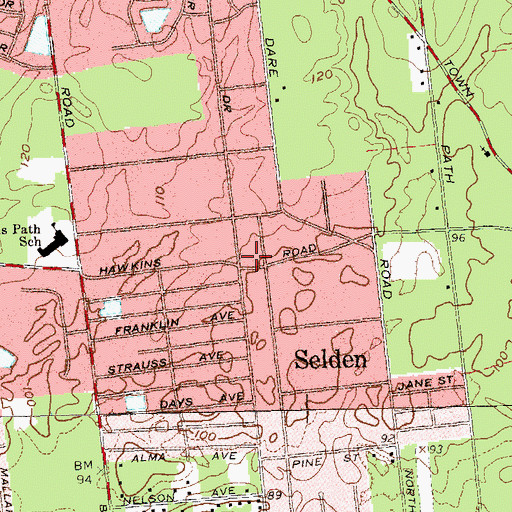 Topographic Map of Selden Fire Department Station 1, NY