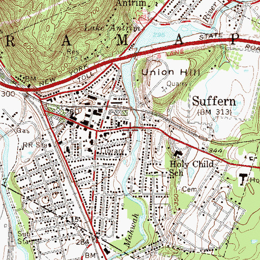 Topographic Map of Suffern Volunteer Fire Department Hook and Ladder Company 1, NY