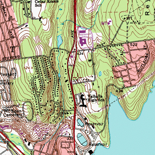 Topographic Map of Valhalla Fire Department, NY