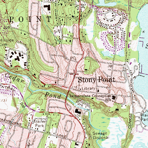 Topographic Map of Stony Point Volunteer Fire Department Wayne Hose Company, NY