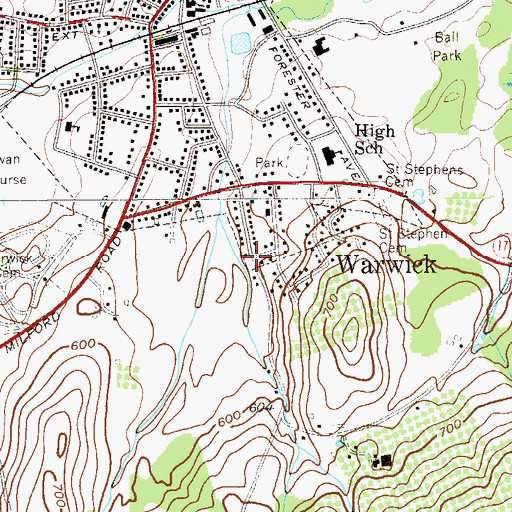 Topographic Map of Warwick Fire Department Engine Company 3, NY
