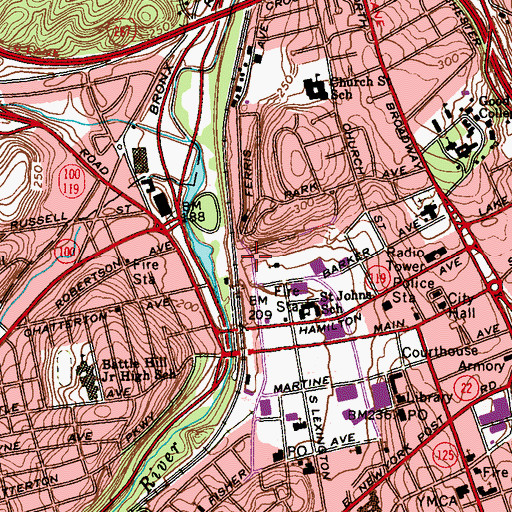 Topographic Map of White Plains Fire Department Station 2, NY