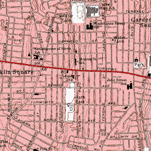 Topographic Map of Franklin Square and Munson Fire Station, NY